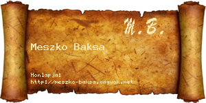 Meszko Baksa névjegykártya